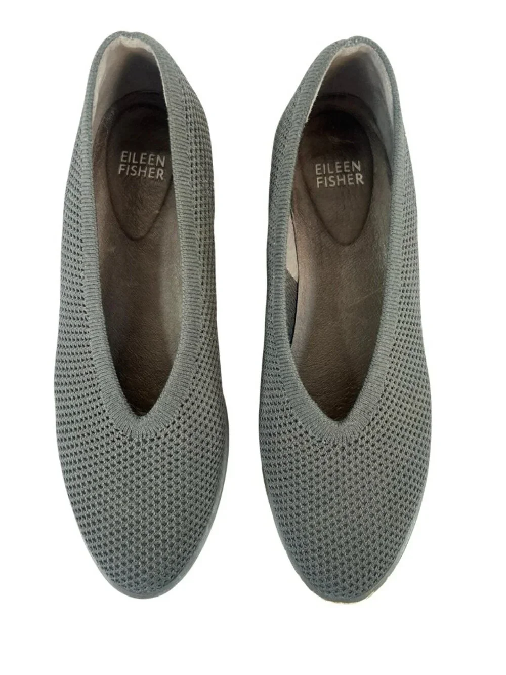 Eileen Fisher Heaven Shoes Women Sz 8 Charcoal Gray Knit Comfort Wedge Loafers